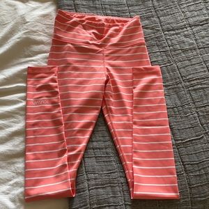 NWOT. KIAVA leggings coral pink and white stripe